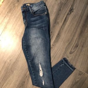 Seven Distressed Straight Leg Jeans
